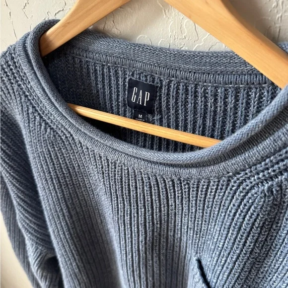 GAP cotton knit pullover sweater gray blue M - Picture 4 of 4